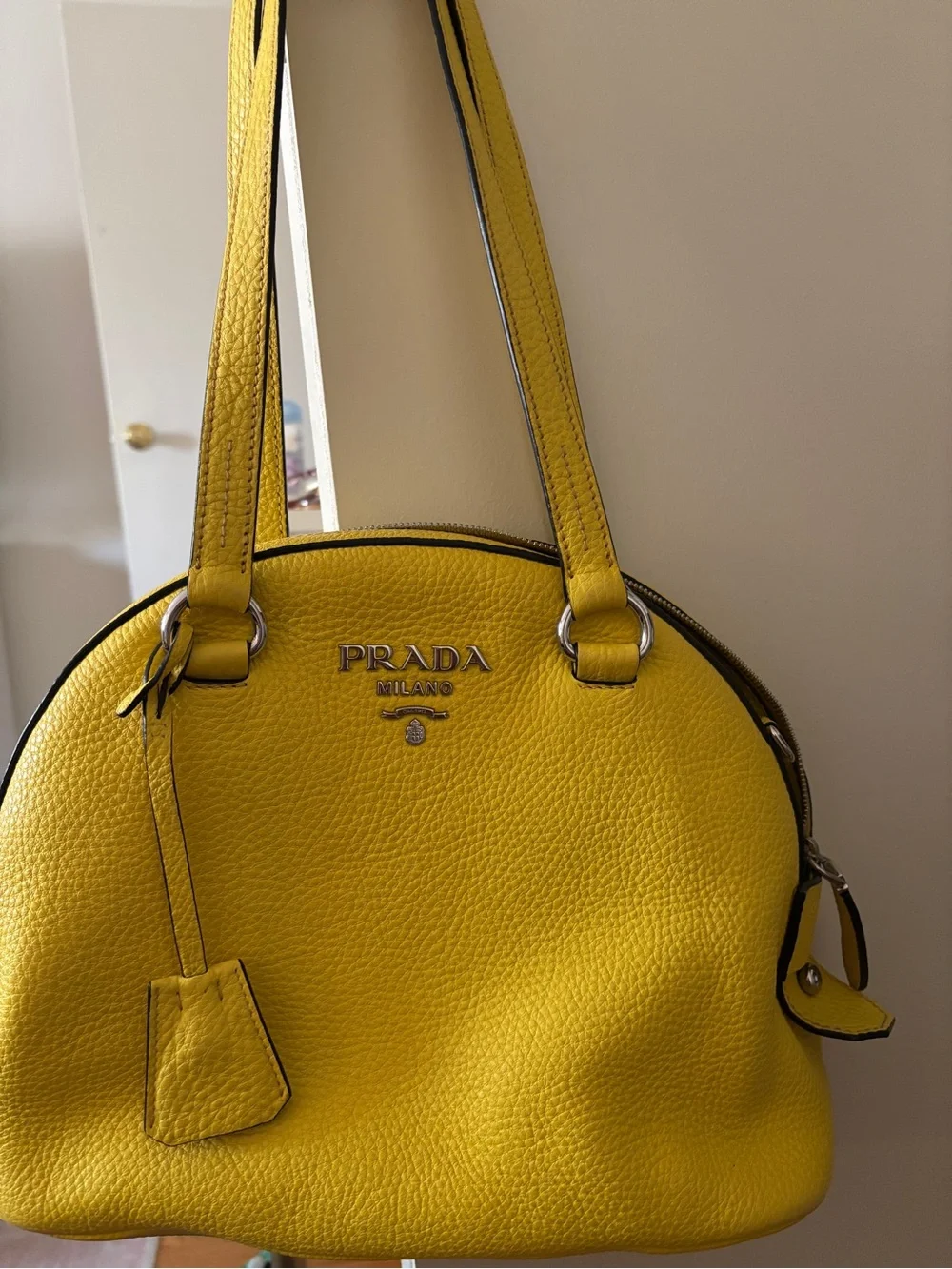Zip Around Convertible Dome Satchel Vitello Daino Medium- Prada Bag